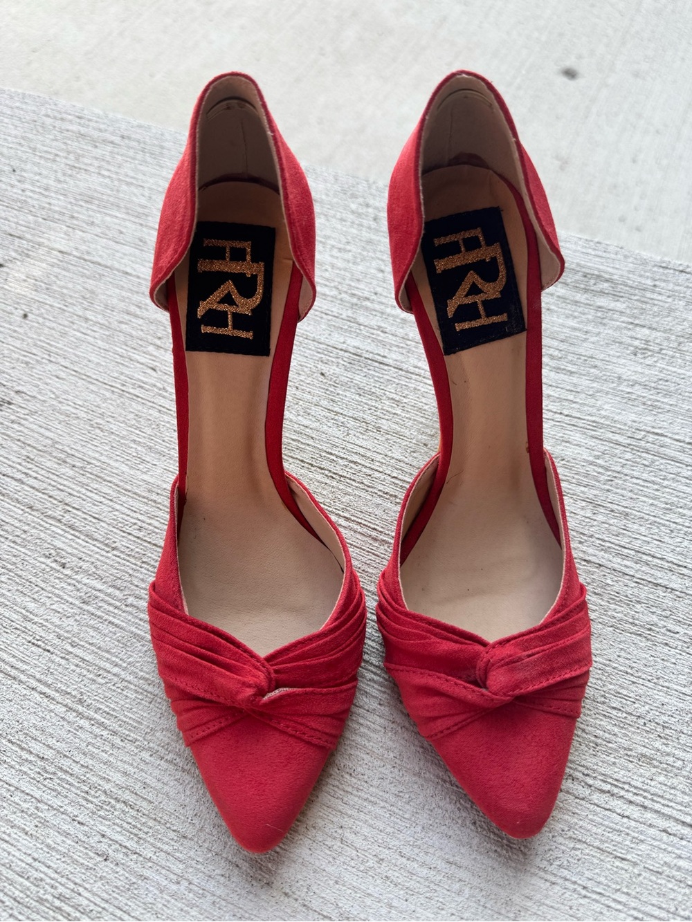 New Without Box Red Faux Suede D’Orsay Pointed Toe Heels 4" Stiletto Pumps | 5.5